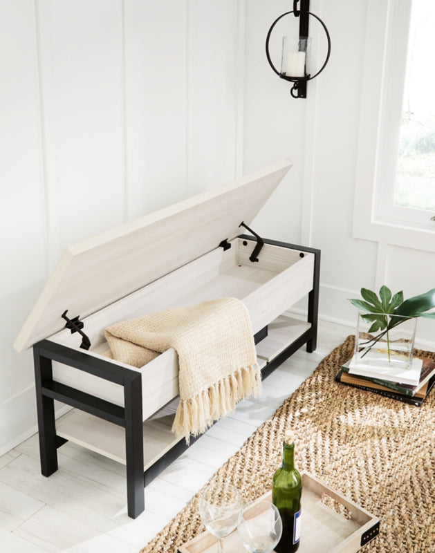 Rhyson White Storage Bench by Ashley at Eve Furniture