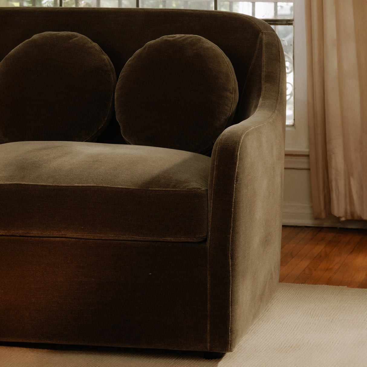 Rialto Dark Green Faux Mohair Sofa by Moe's Home at Eve Furniture