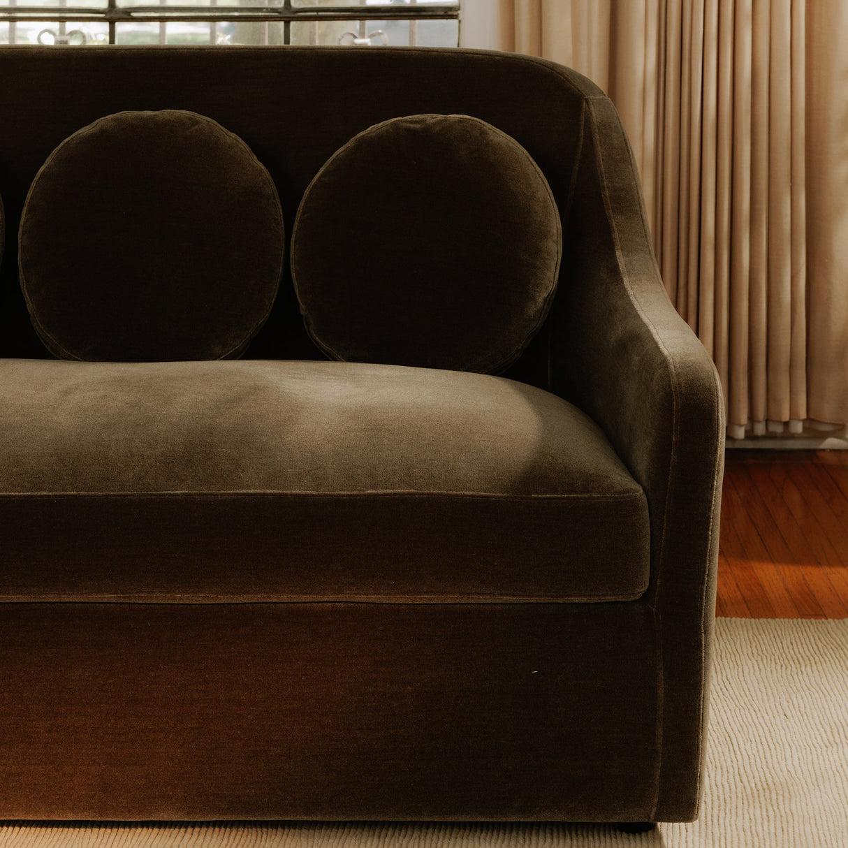 Rialto Dark Green Faux Mohair Sofa by Moe's Home at Eve Furniture