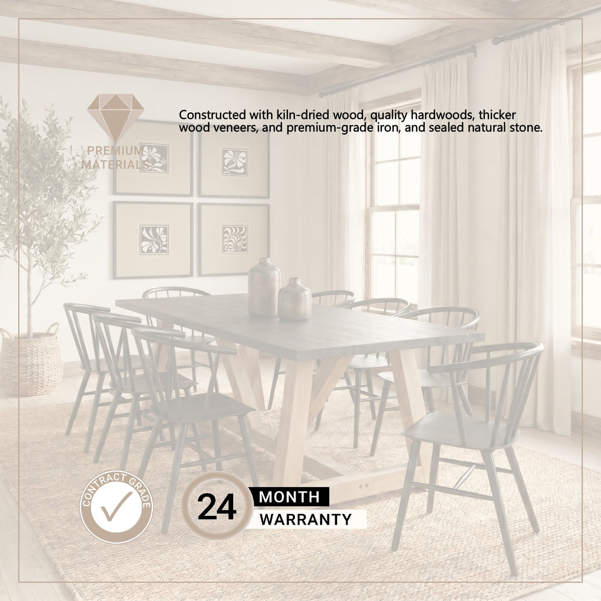 Rialto Rectangular Two-Tone Black and Brown Solid Wood Dining Table by Mercana at Eve Furniture