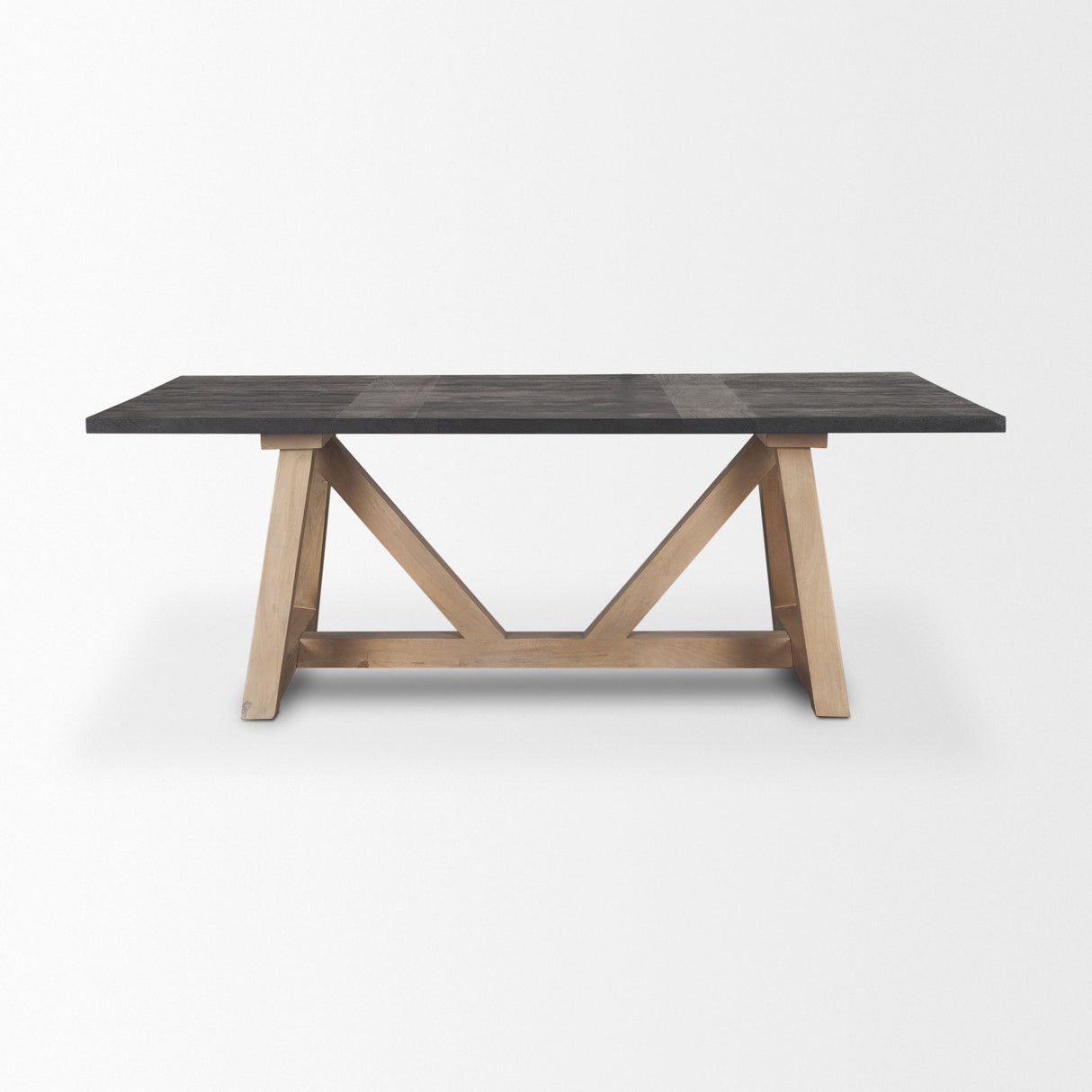 Rialto Rectangular Two-Tone Black and Brown Solid Wood Dining Table by Mercana at Eve Furniture