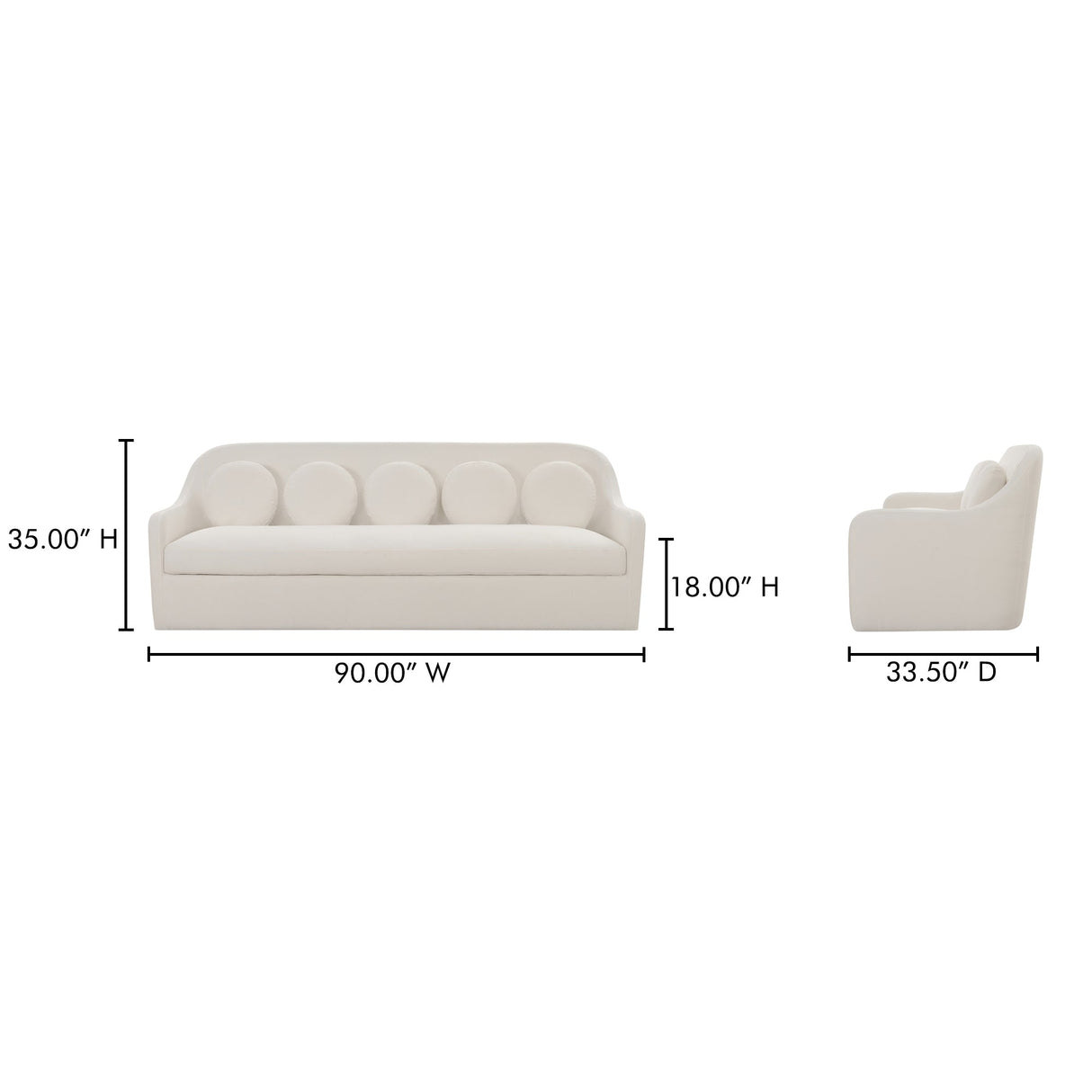 Rialto White Sofa by Moe's Home at Eve Furniture