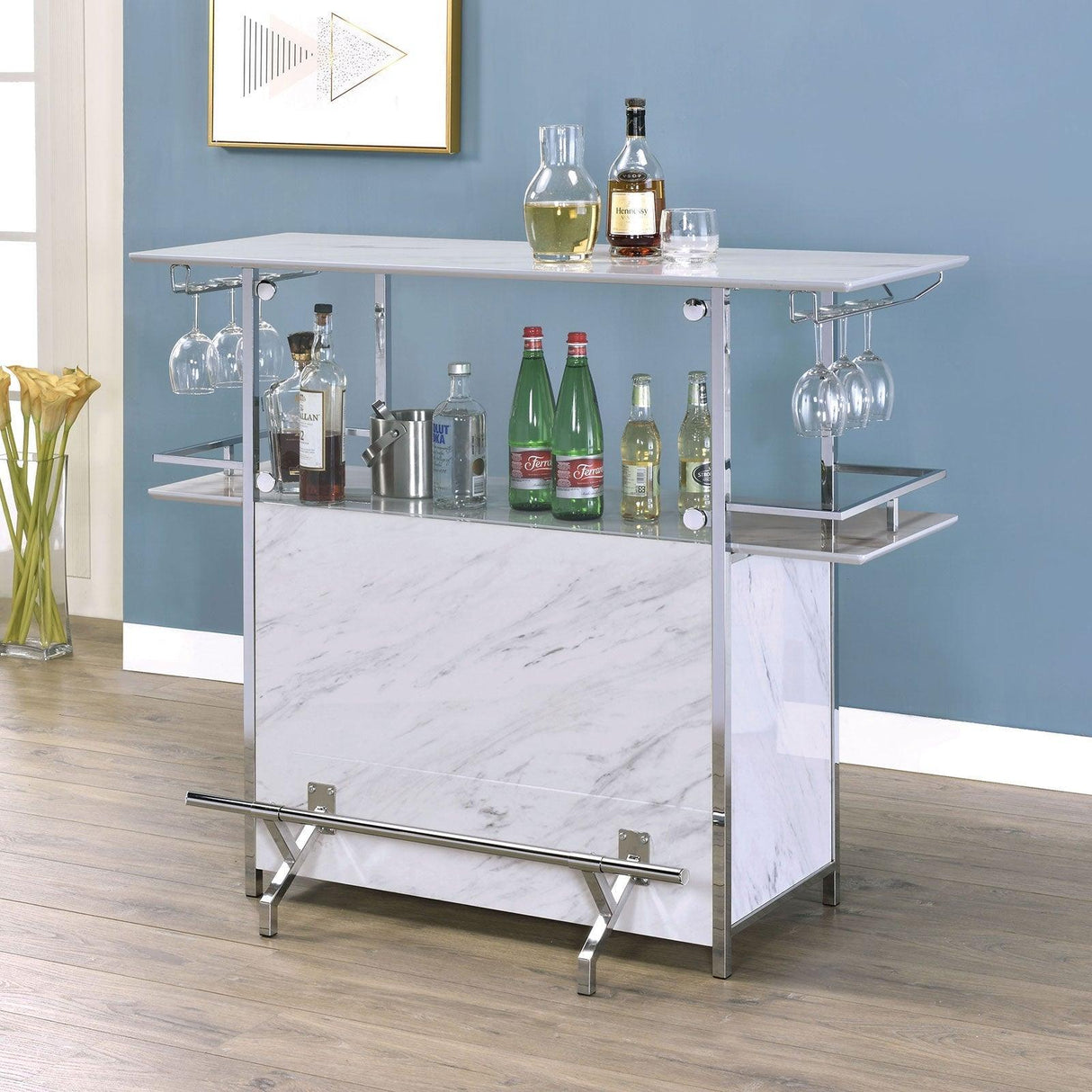 Rianna White/Chrome Bar Table by Furniture of America at Eve Furniture