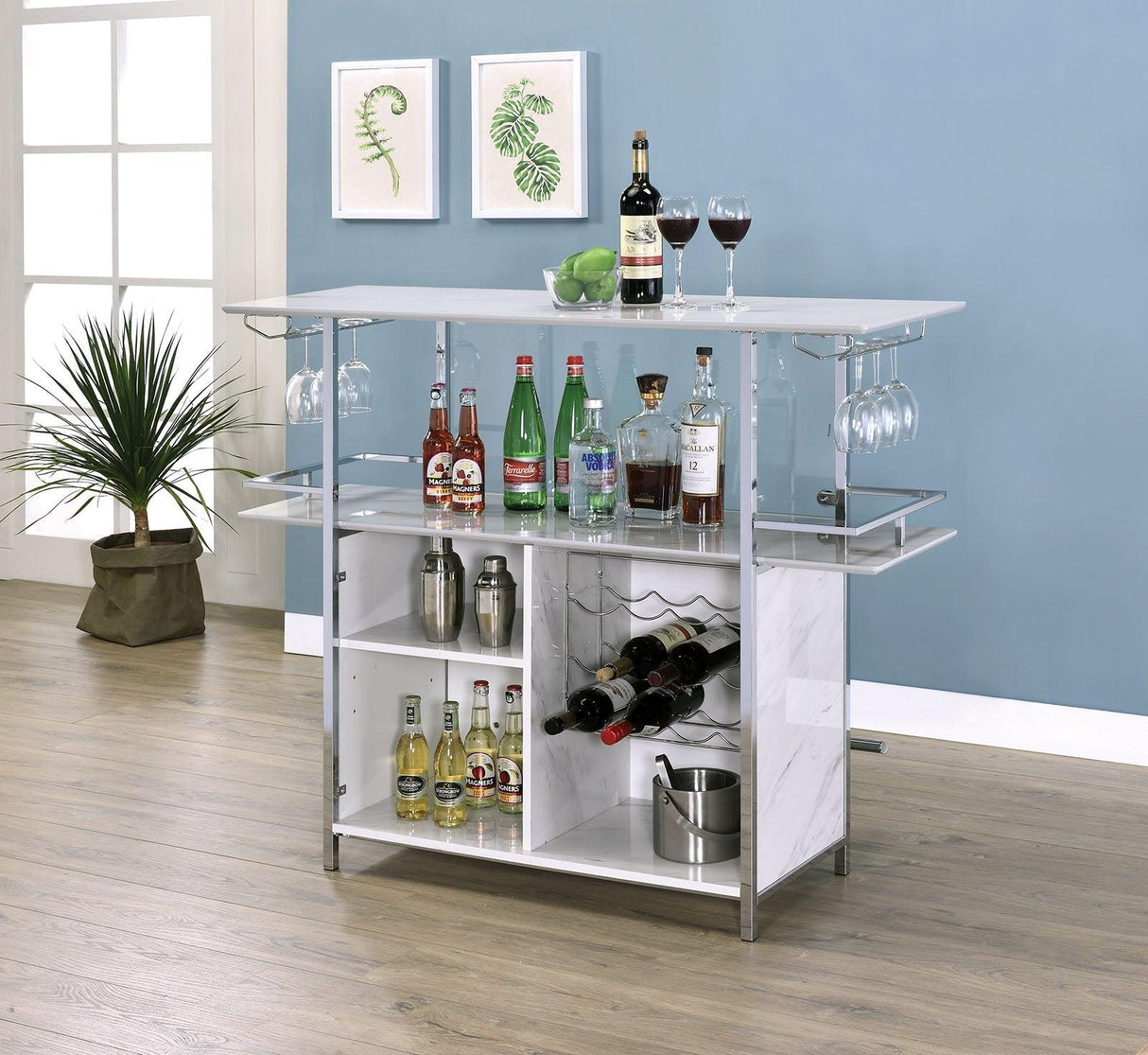 Rianna White/Chrome Bar Table by Furniture of America at Eve Furniture