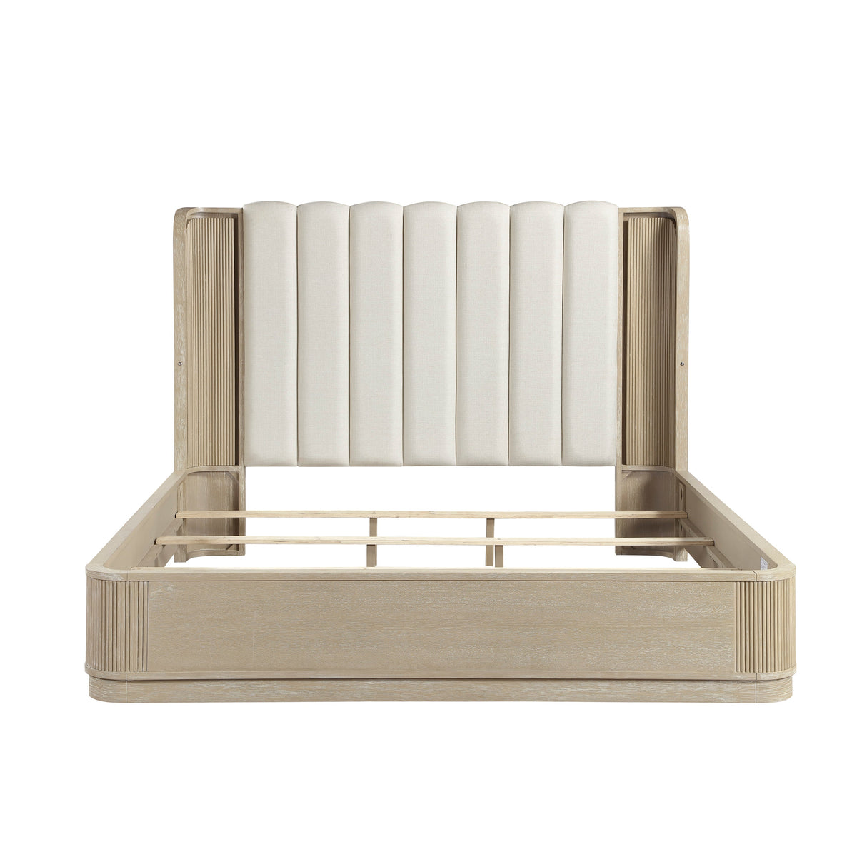 Ribbon Light Brown Upholstered King Bed by Homelegance at Eve Furniture