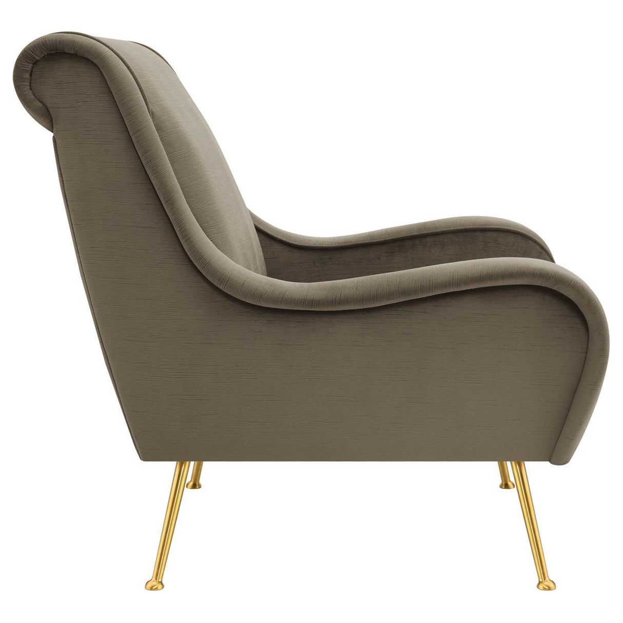 Ricci Truffle/Gold Upholstered Saddle Arms Accent Chair by Coaster at Eve Furniture