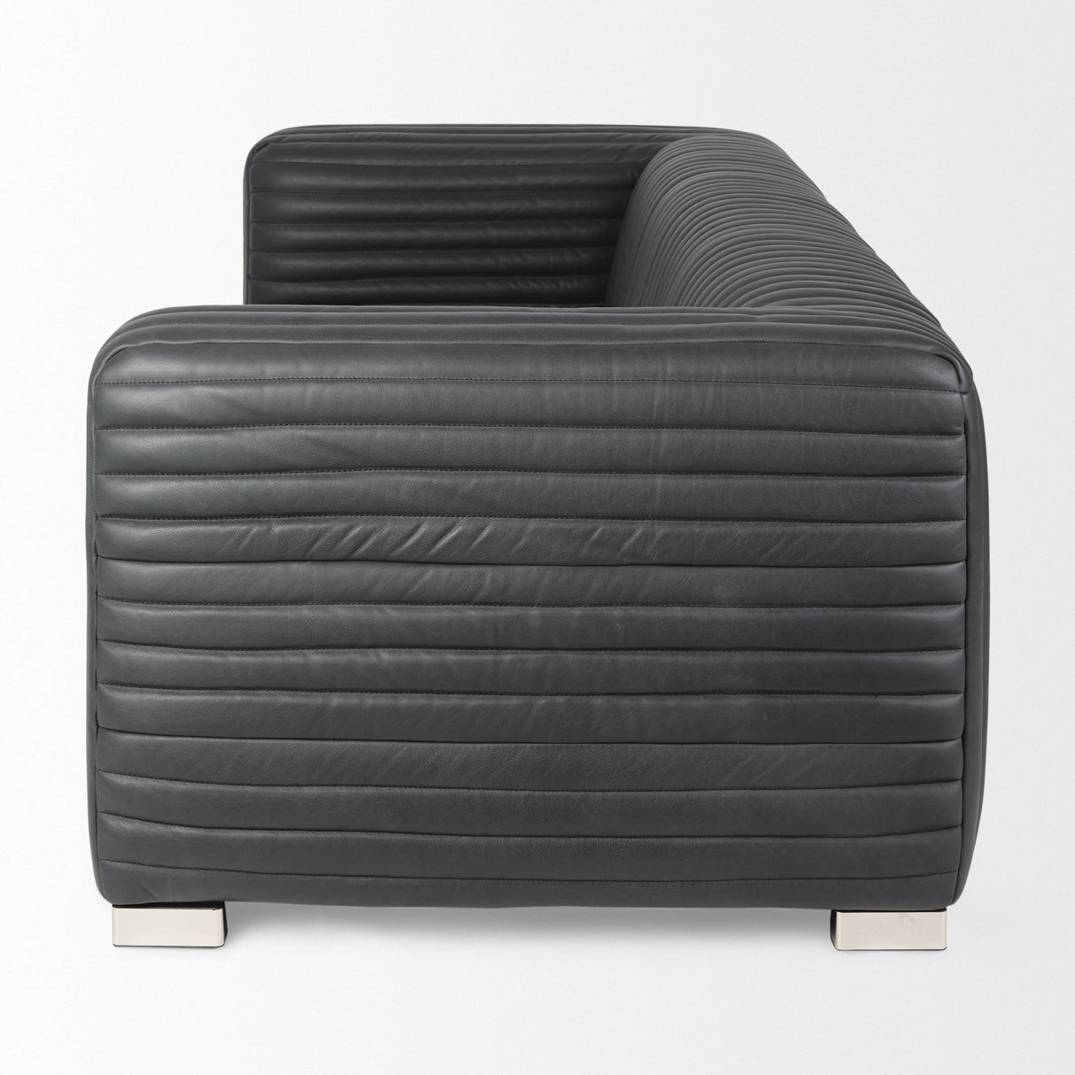 Ricciardo Black Leather Wrapped Three Seater Sofa 82.5L x 38.5W x 26.5H by Mercana at Eve Furniture