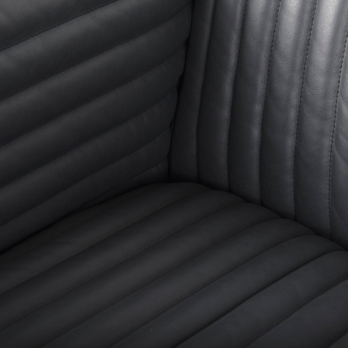 Ricciardo Black Leather Wrapped Three Seater Sofa 82.5L x 38.5W x 26.5H by Mercana at Eve Furniture