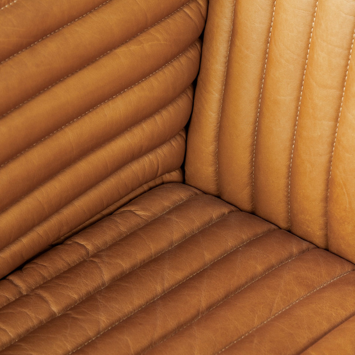 Ricciardo Cognac Leather Three Seater Sofa 82.5L x 38.5W x 26.5H by Mercana at Eve Furniture