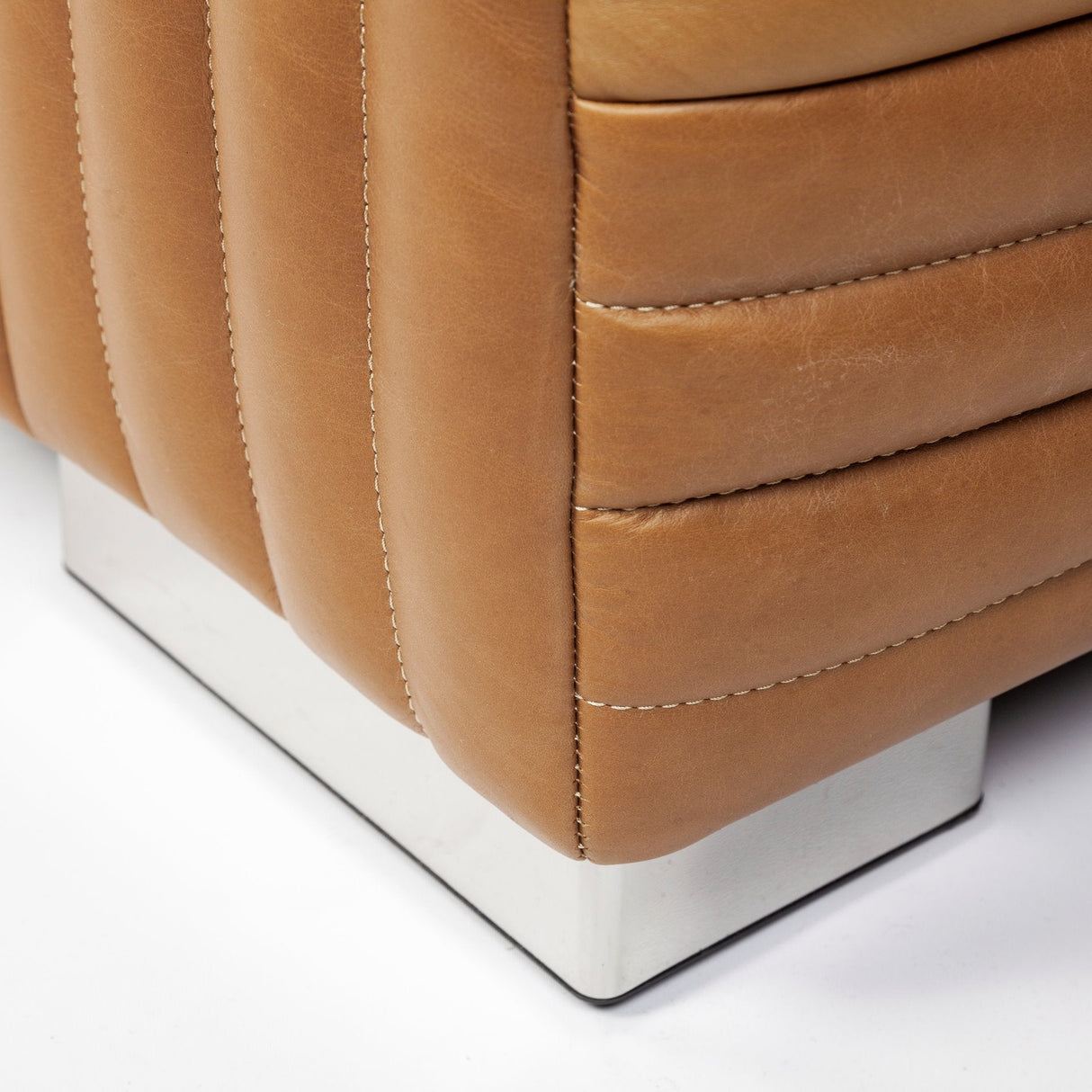 Ricciardo Cognac Leather Three Seater Sofa 82.5L x 38.5W x 26.5H by Mercana at Eve Furniture