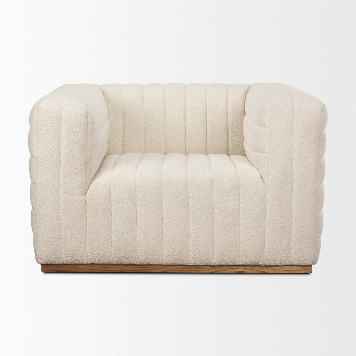 Ricciardo Cream Boucle Upholstered Arm Chair by Mercana at Eve Furniture