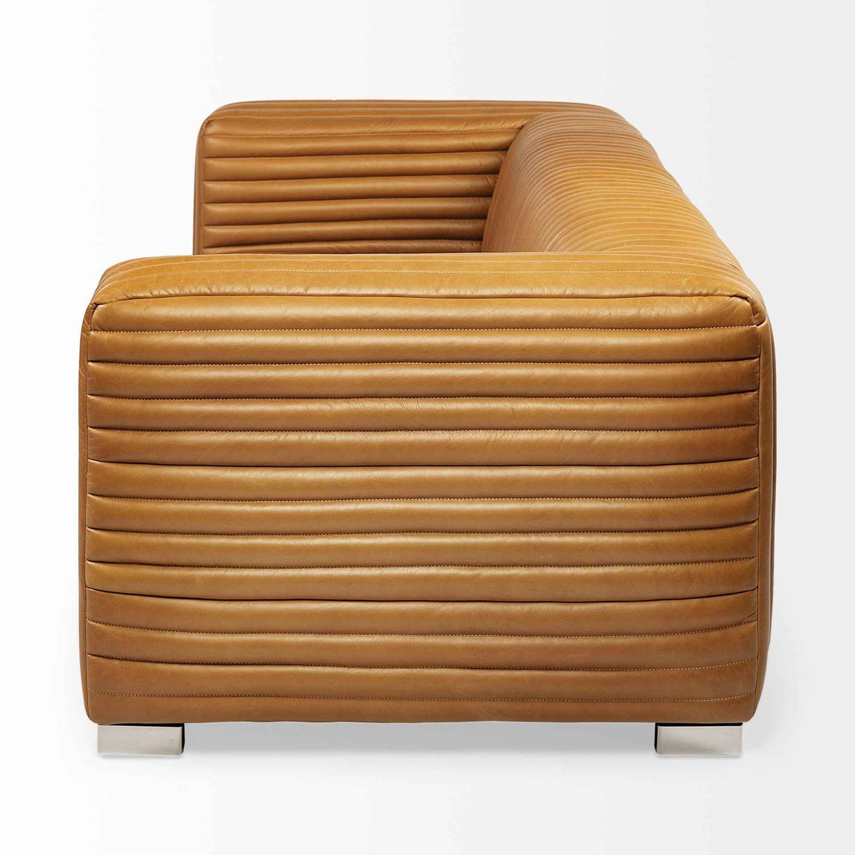 Ricciardo Leather Three Seater Sofa In Cognac by Mercana at Eve Furniture