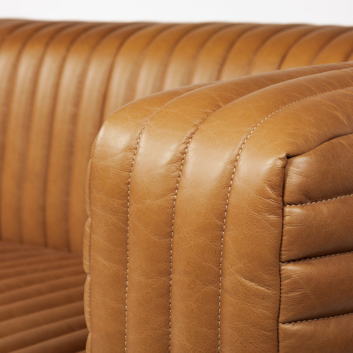 Ricciardo Leather Three Seater Sofa In Cognac by Mercana at Eve Furniture