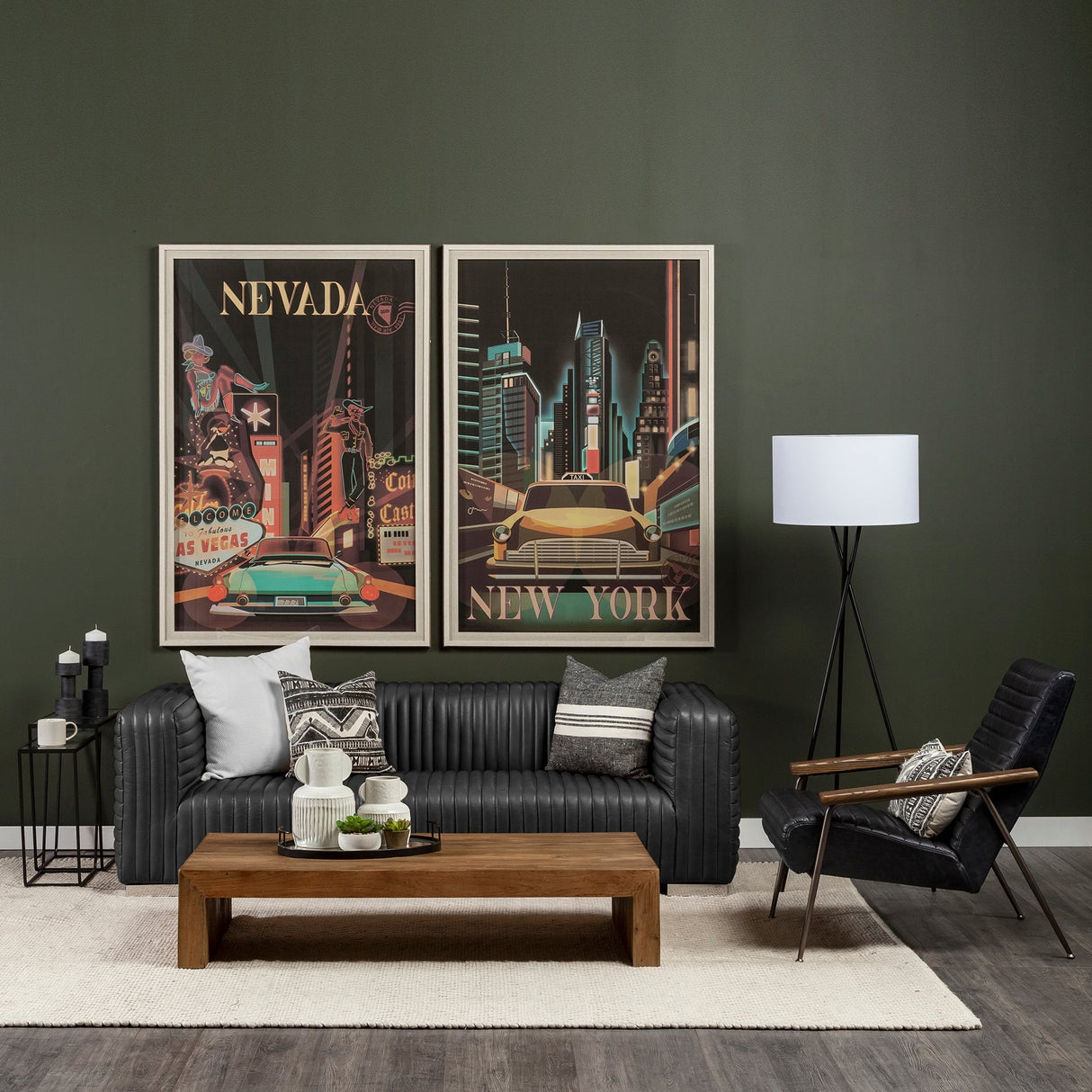 Ricciardo Leather Wrapped Three Seater Sofa In Black by Mercana at Eve Furniture