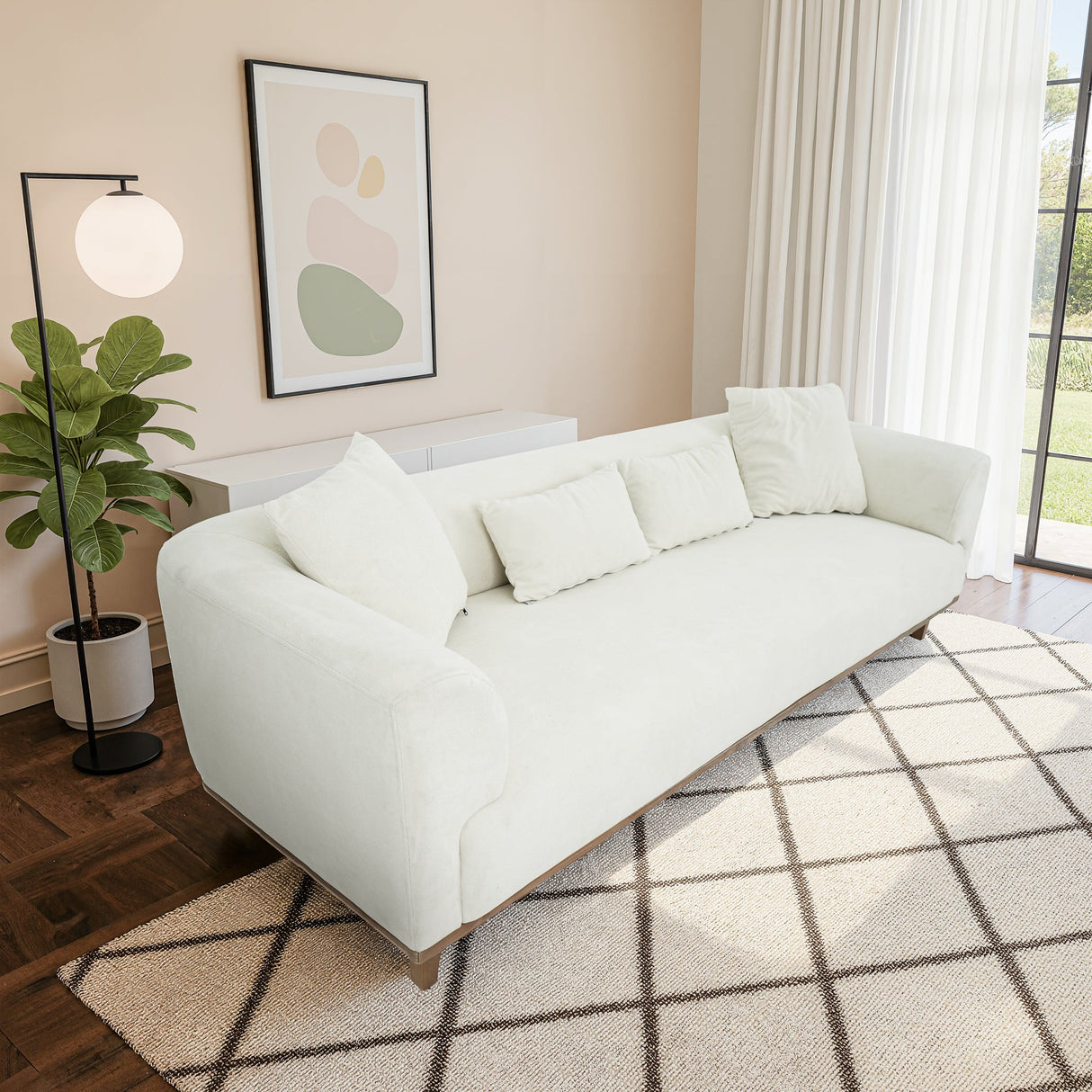 Richardson Cream Velvet Sofa by Ashcroft Imports at Eve Furniture