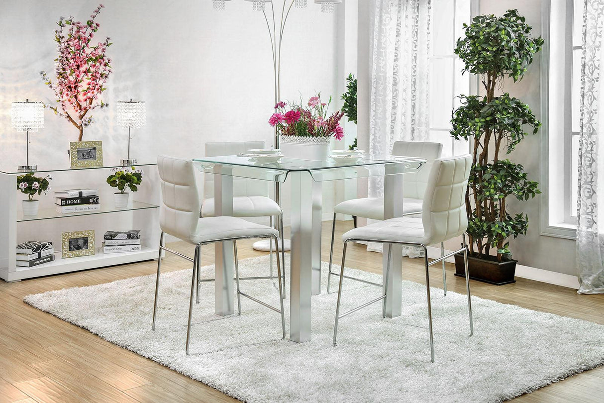 Richfield Silver/Chrome Counter Ht. Table by Furniture of America at Eve Furniture