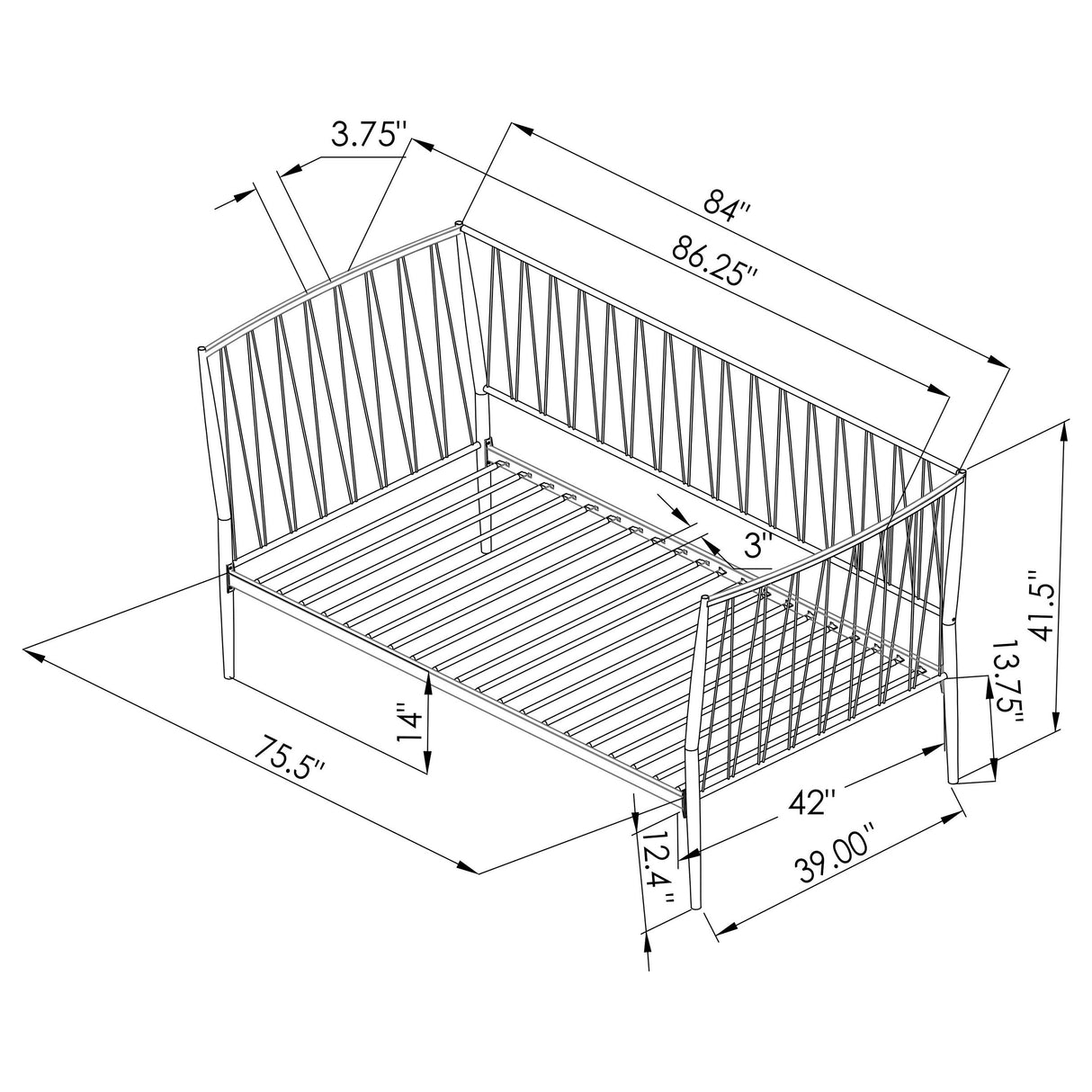 Richland Black Metal Twin Daybed Bed Frame Matte by Coaster at Eve Furniture