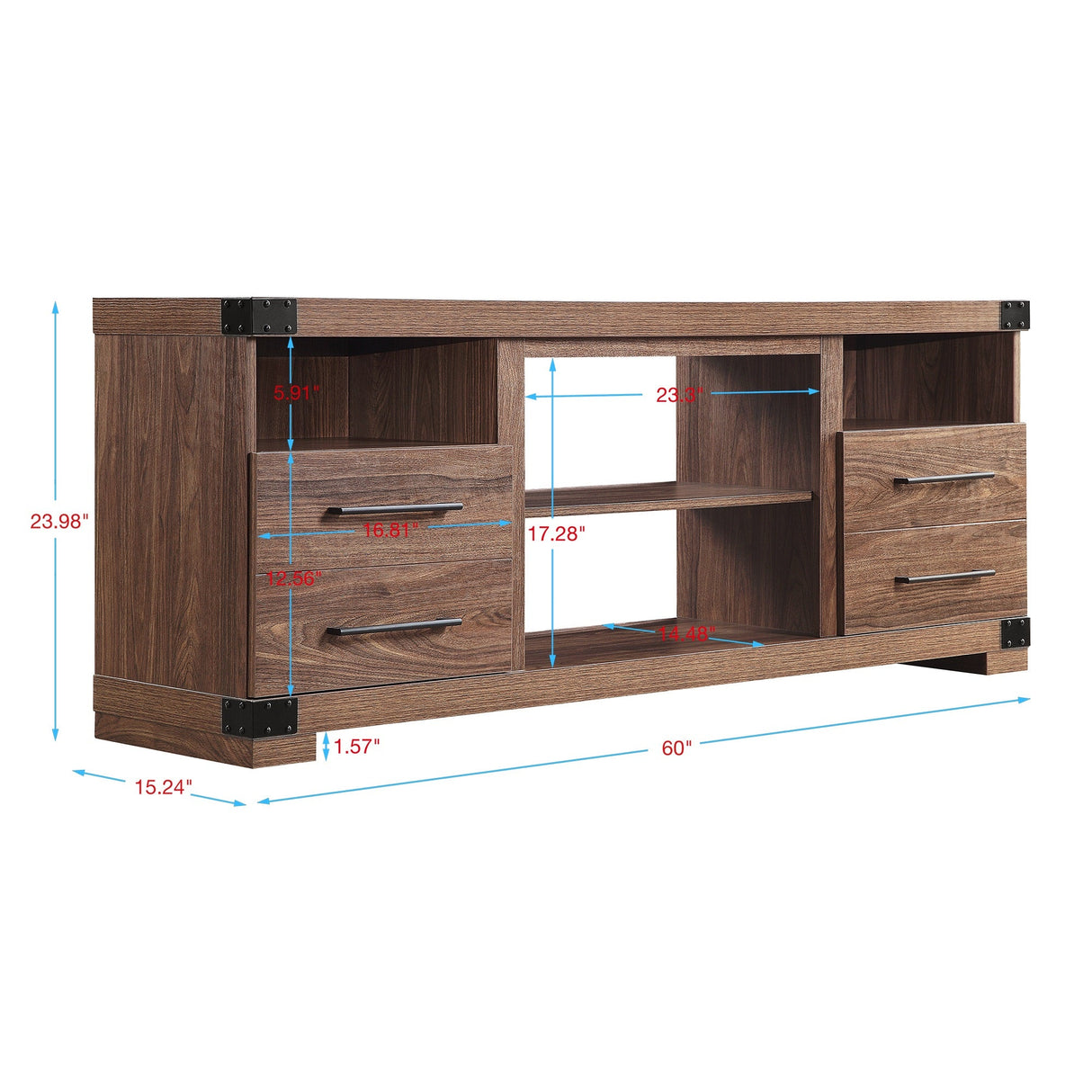 Richmond 60" TV Stand in Brown by Manhattan Comfort at Eve Furniture