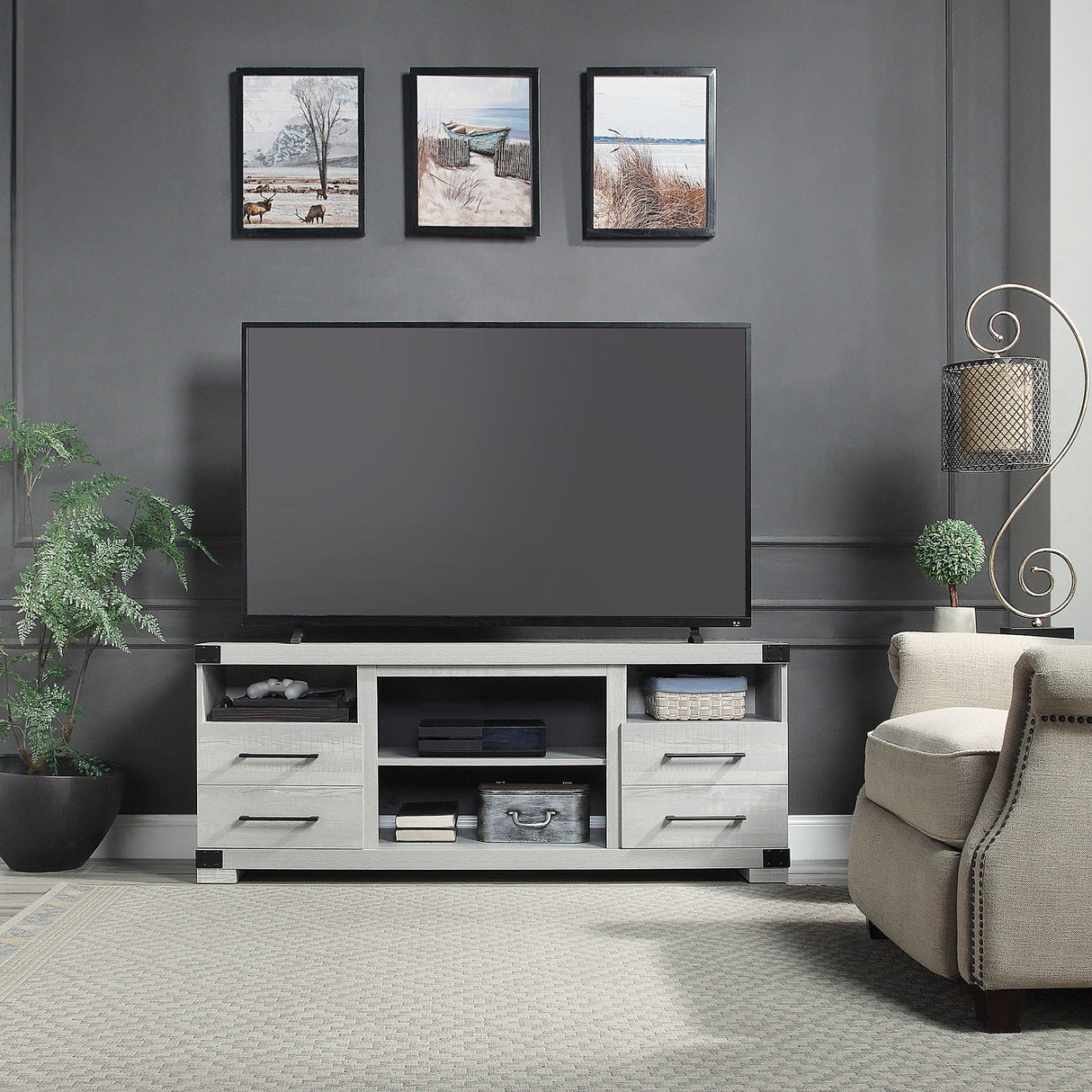 Richmond 60" TV Stand in Grey by Manhattan Comfort at Eve Furniture