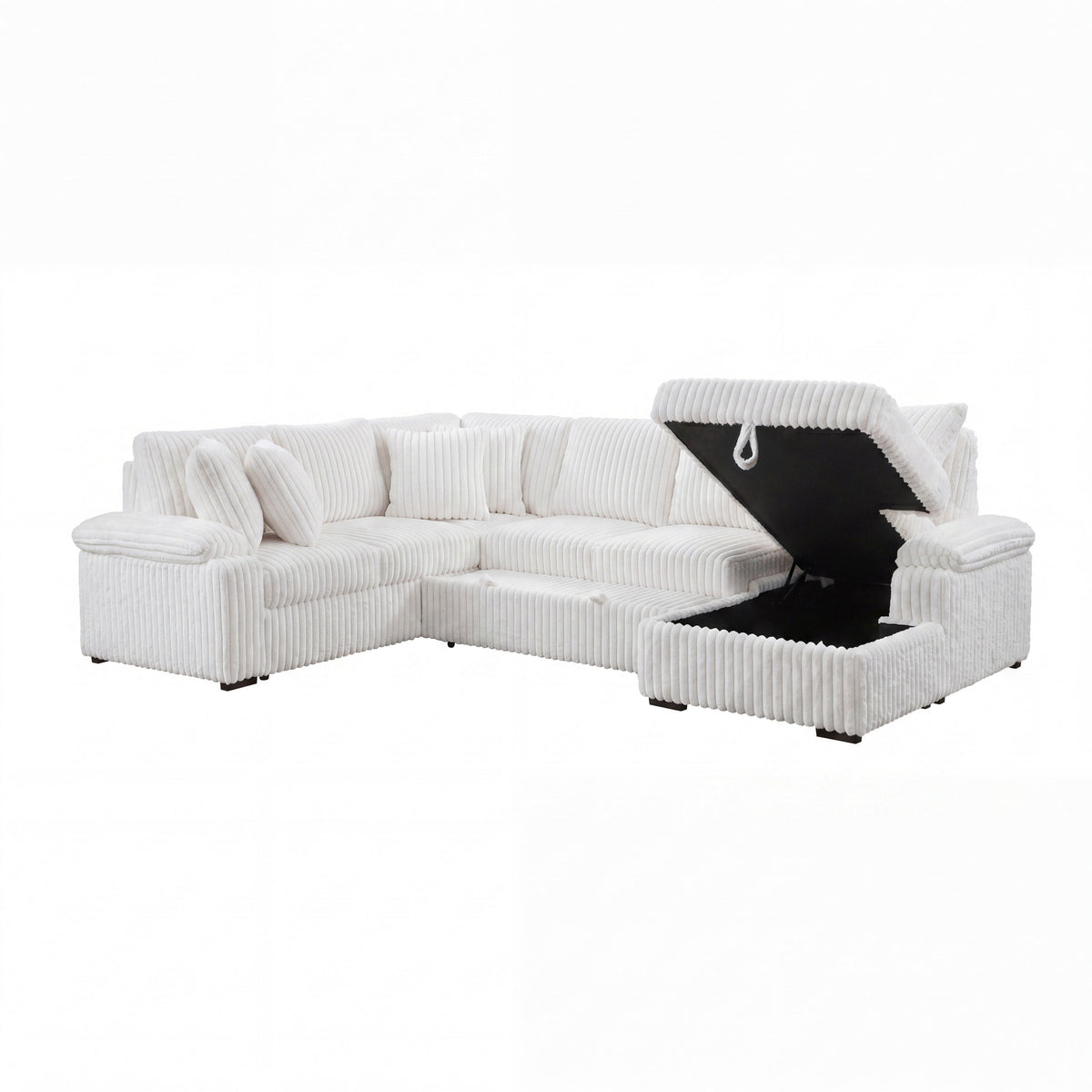 Ridge White 3-Piece Right Side Chaise Sectional with Pull-out Bed and Hidden Storage by Homelegance at Eve Furniture