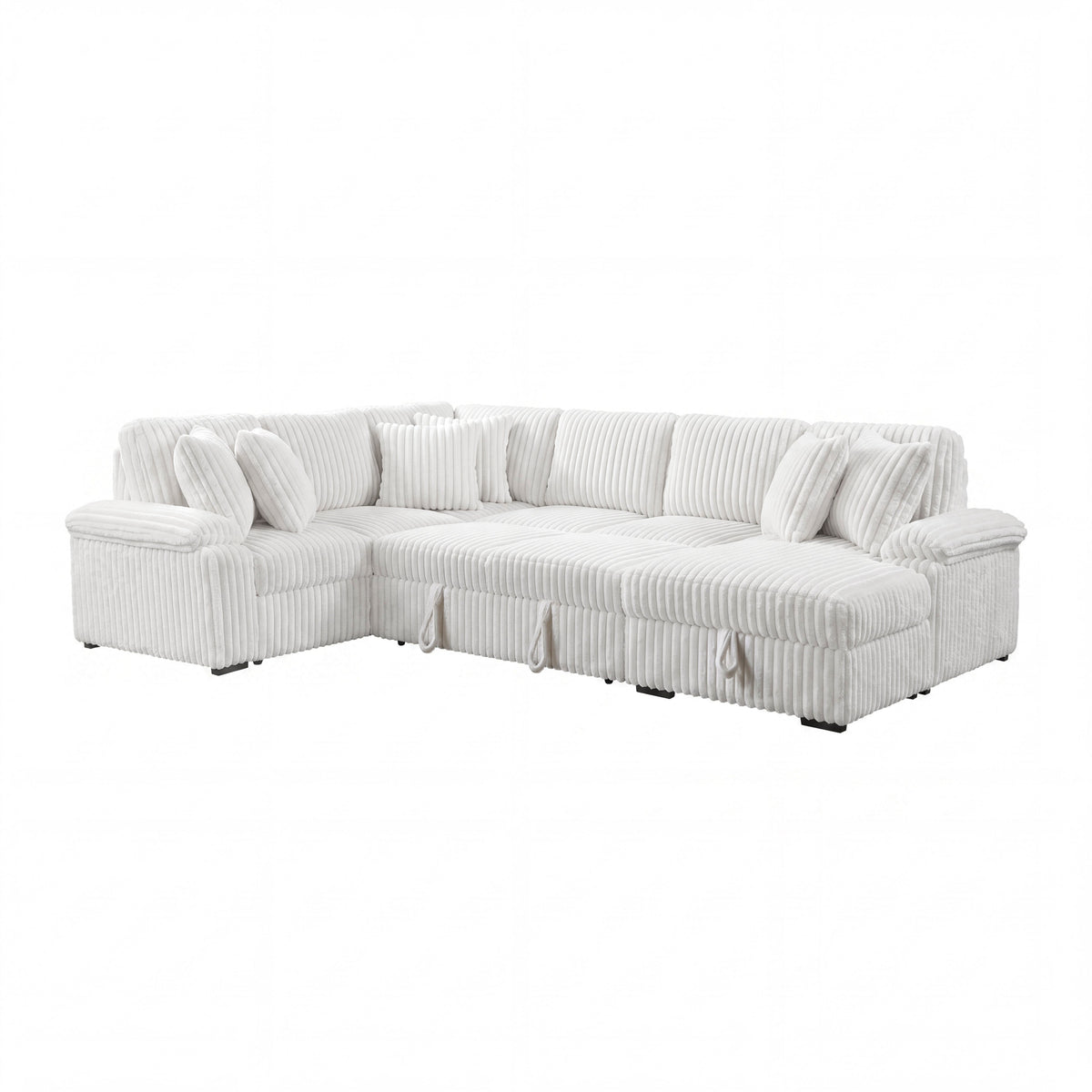 Ridge White 3-Piece Right Side Chaise Sectional with Pull-out Bed and Hidden Storage by Homelegance at Eve Furniture