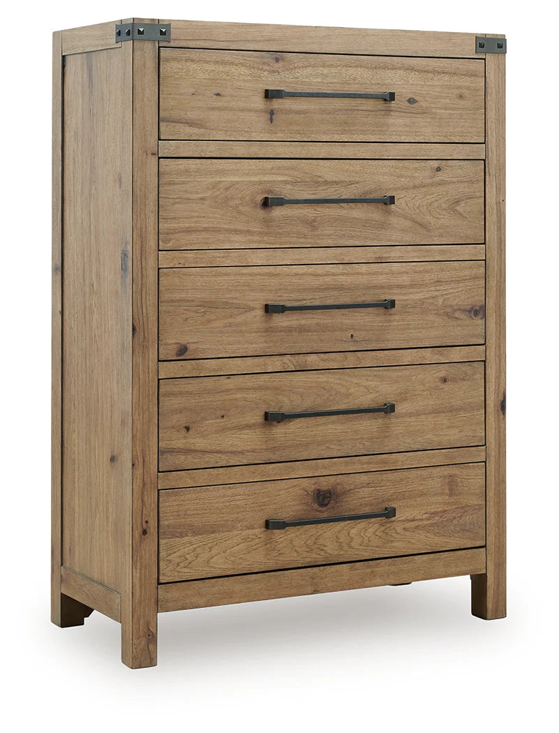 Ridgester Light Brown Five Drawer Chest by Ashley at Eve Furniture