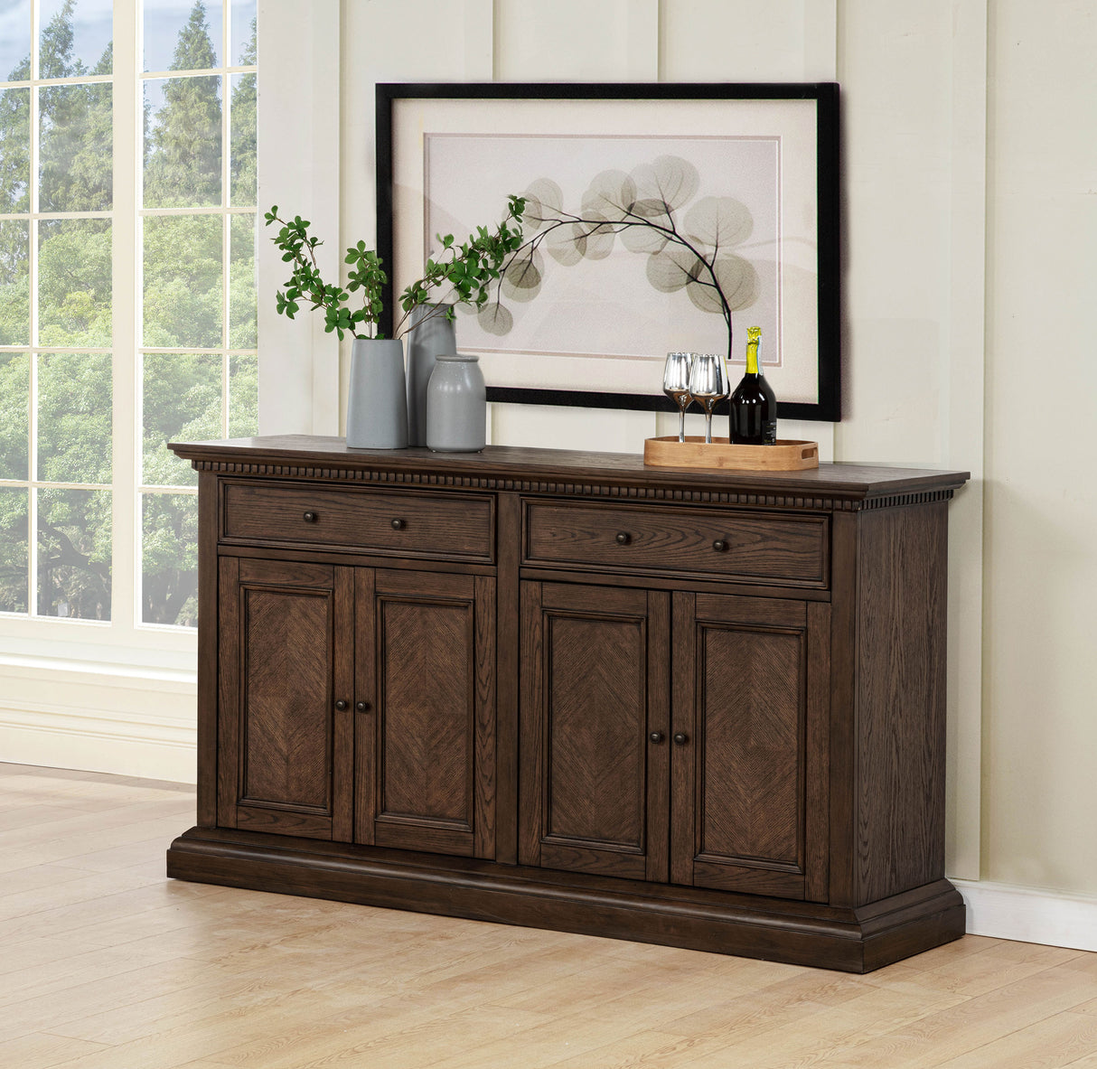Ridgewell Dark Oak 2-drawer 4-door Dining Server by Coaster at Eve Furniture