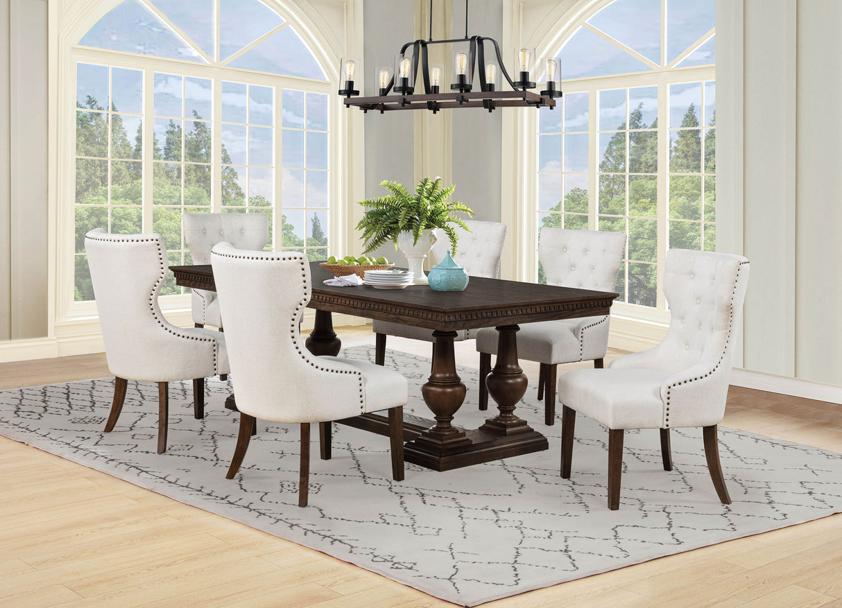 Ridgewell Dark Oak 7-piece Rectangular Trestle Dining Set by Coaster at Eve Furniture