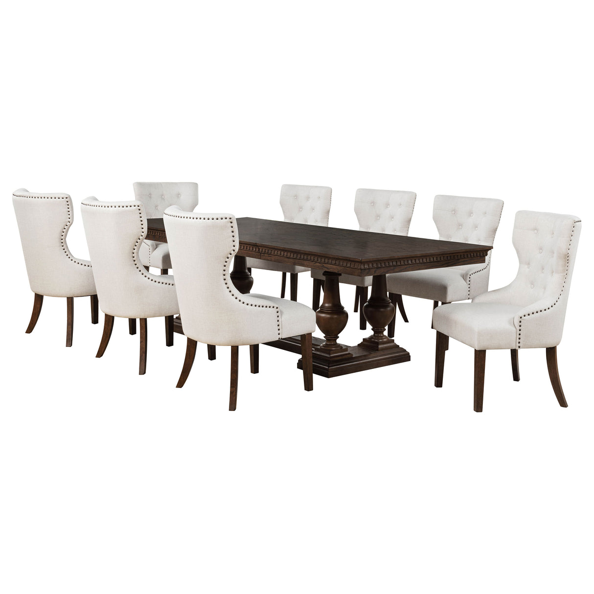 Ridgewell Dark Oak 9-piece Rectangular Trestle Dining Set by Coaster at Eve Furniture