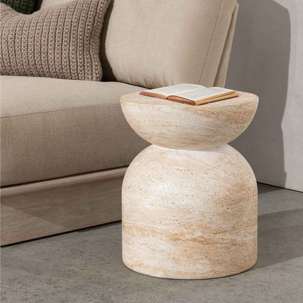 Ridgewood Capri Limestone Outdoor Accent Table by Classic Home at Eve Furniture