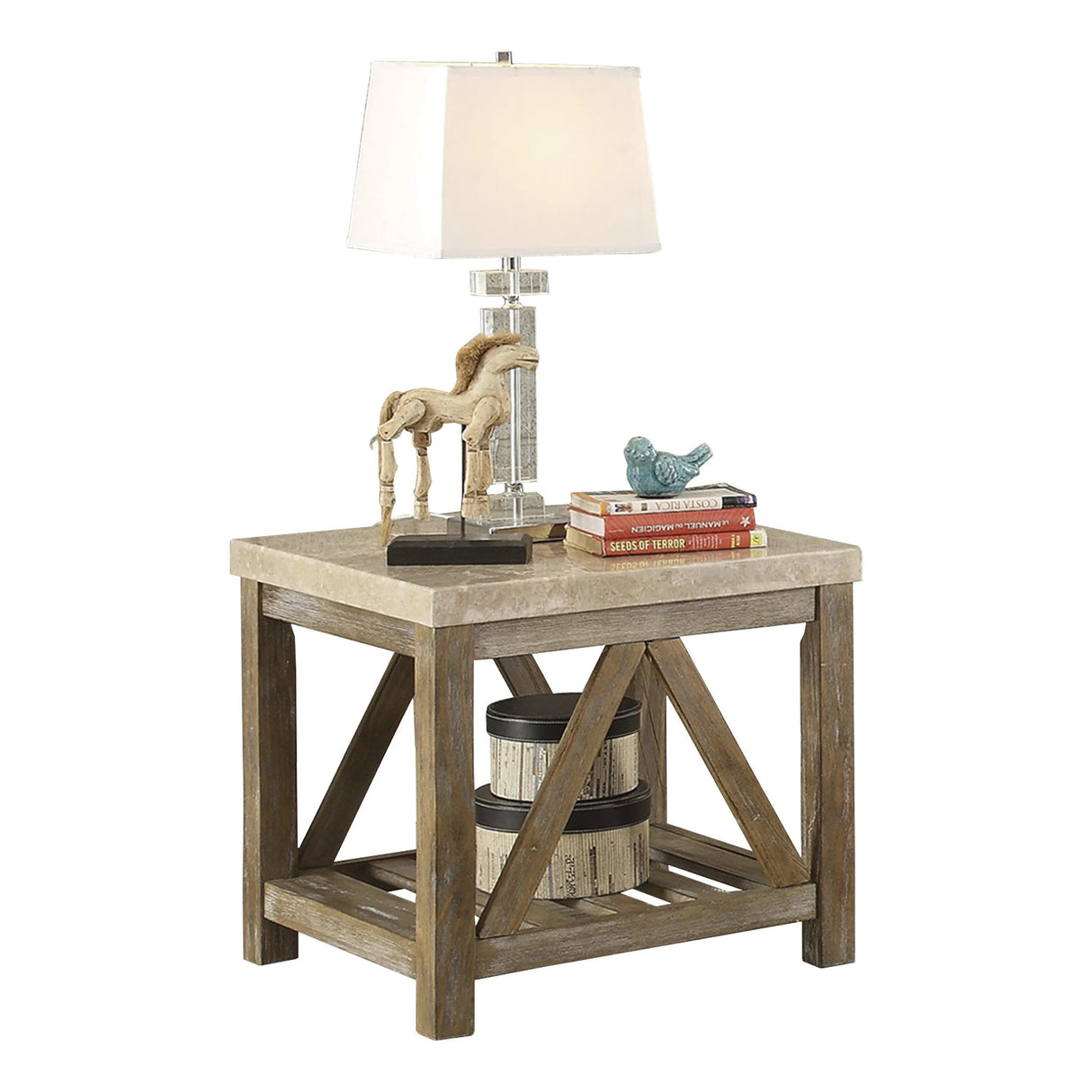 Ridley Weathered Natural End Table by Homelegance at Eve Furniture