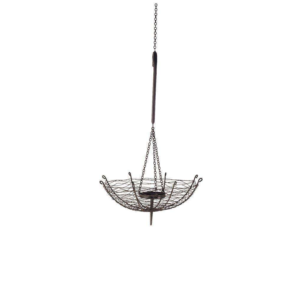 Rihanna I Small Black Metal Umbrella Candle Holder Lantern by Mercana at Eve Furniture