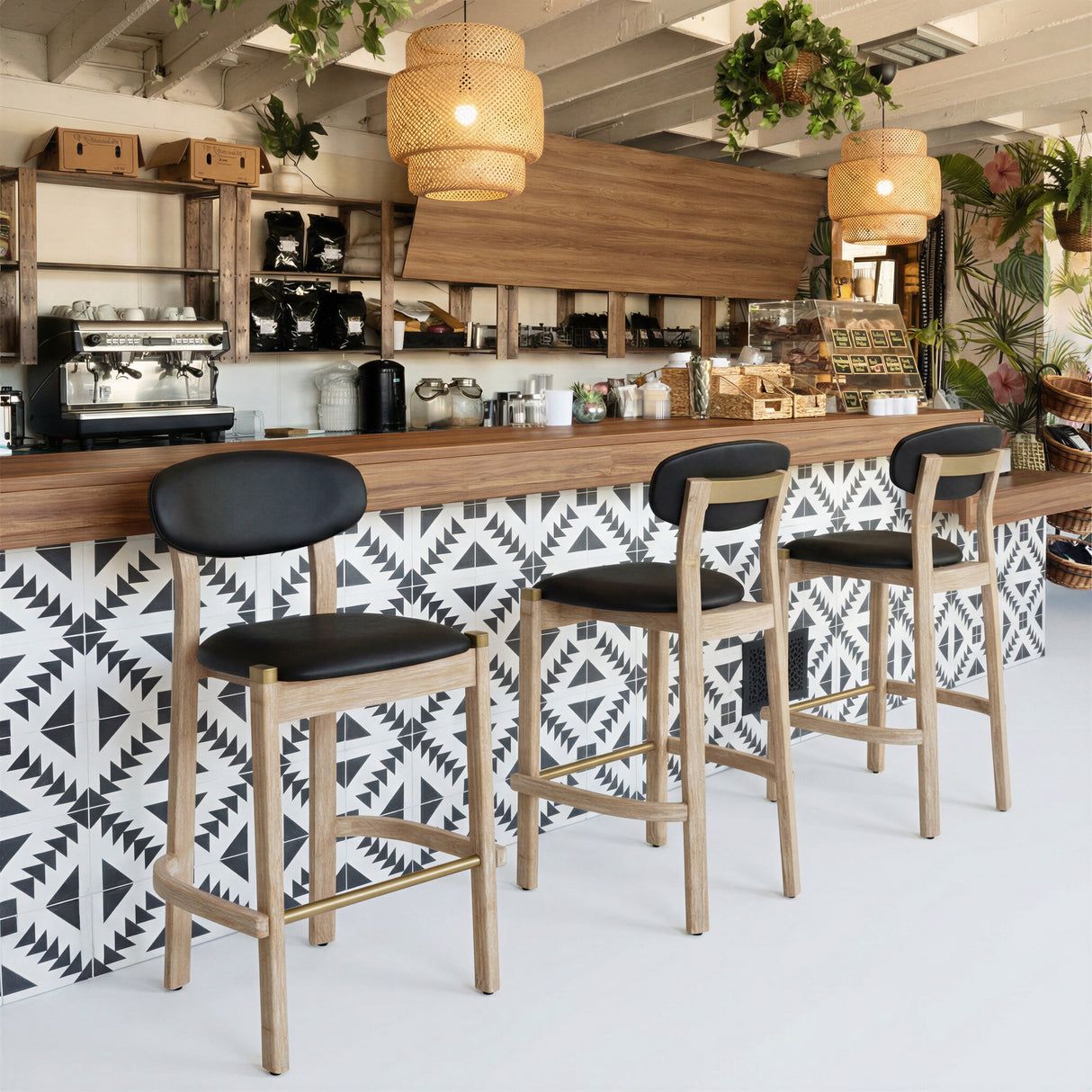 Rilou Black & Natural Barstool (Set of 2) by Zuomod at Eve Furniture