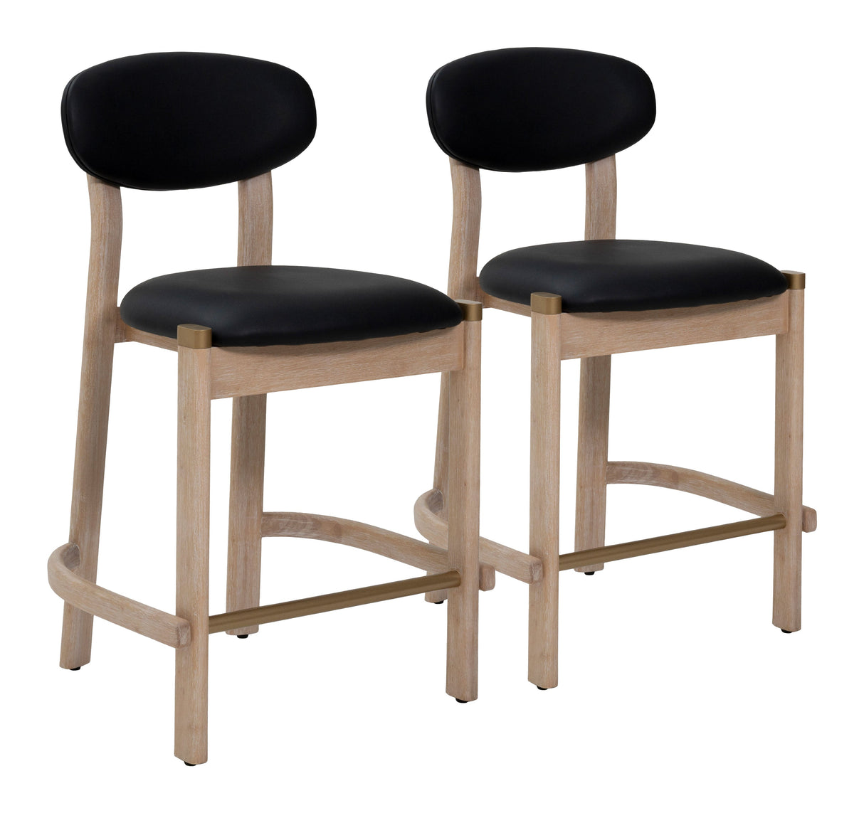 Rilou Black & Natural Counter Stool (Set of 2) by Zuomod at Eve Furniture