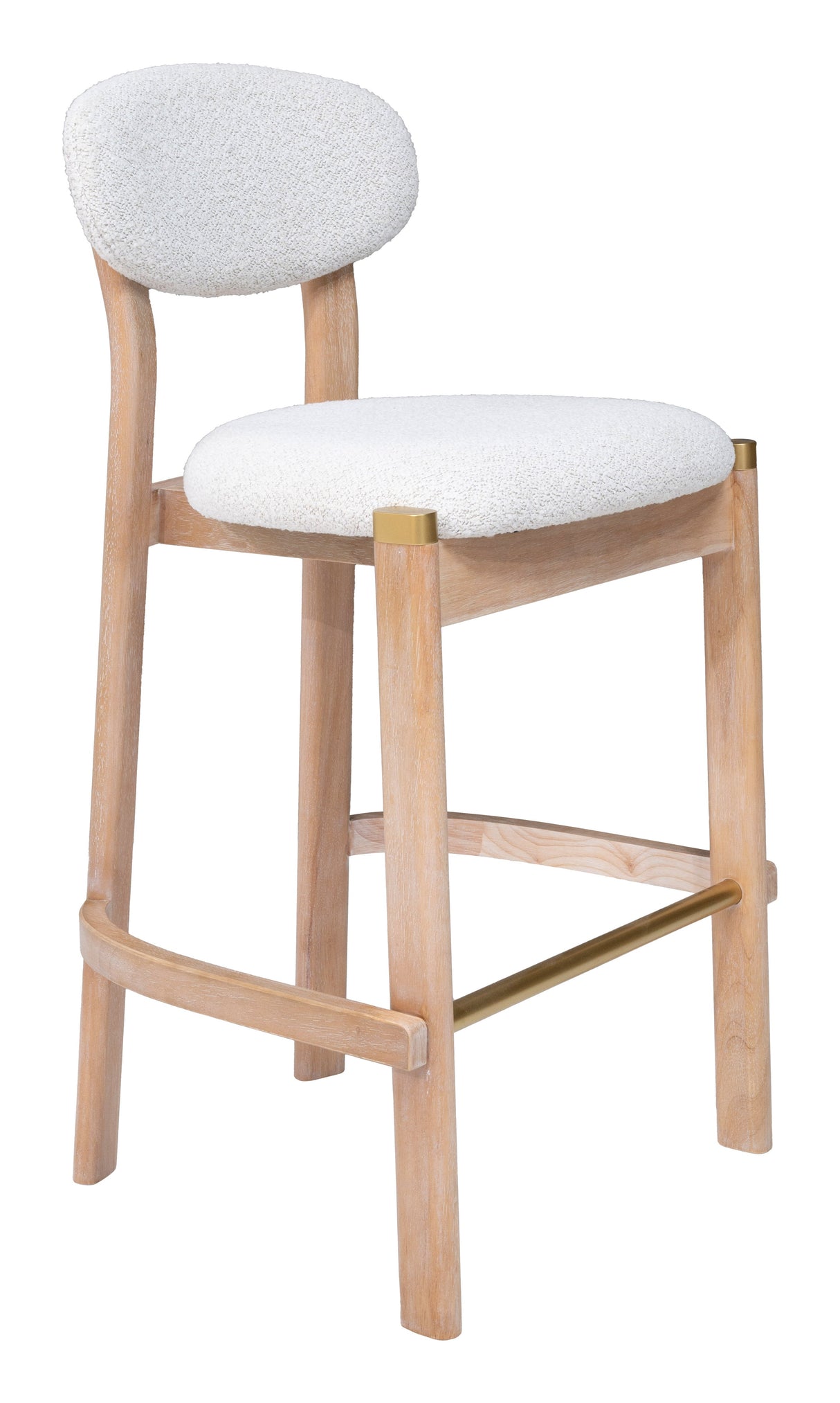 Rilou White & Natural Barstool (Set of 2) by Zuomod at Eve Furniture