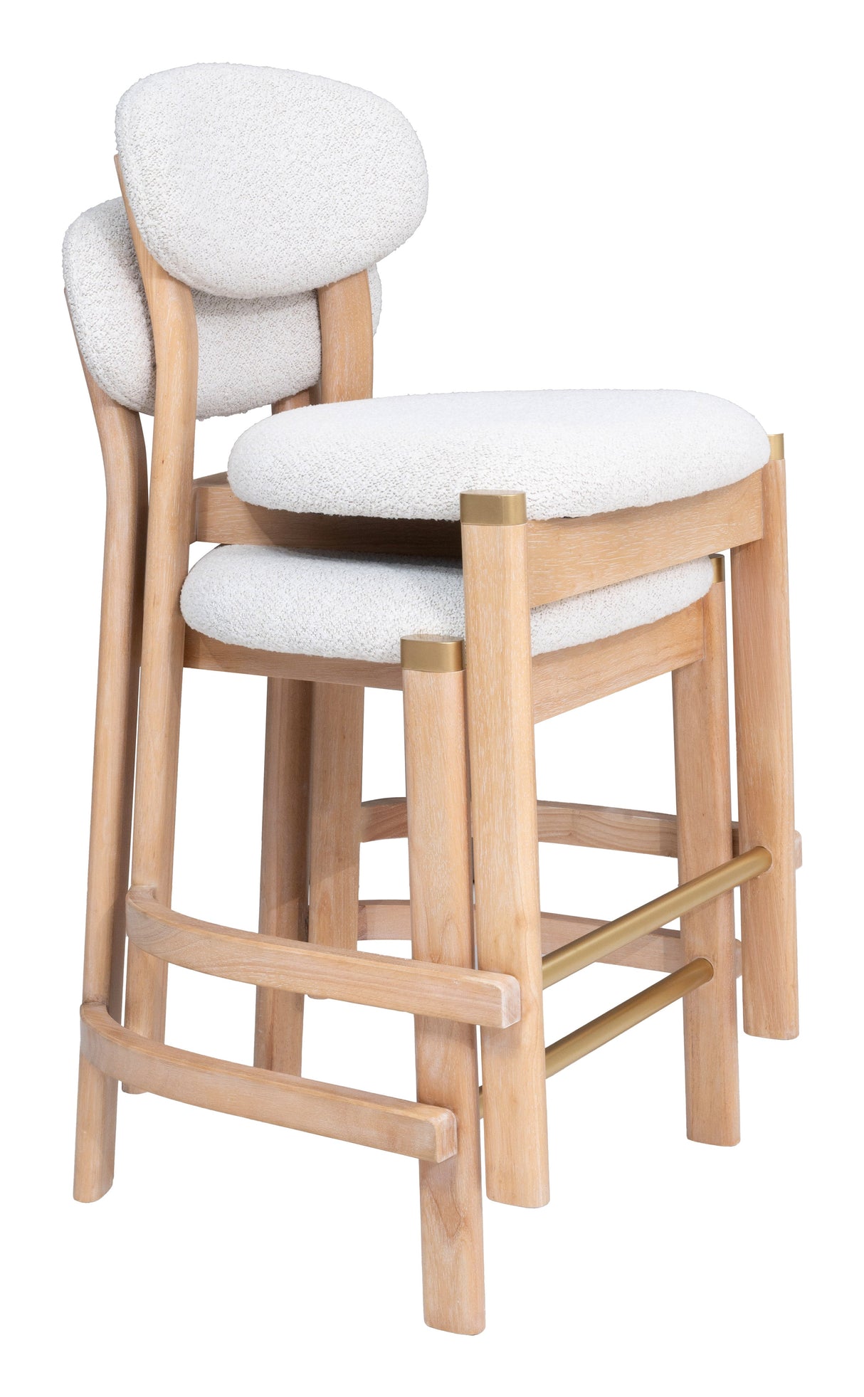 Rilou White & Natural Counter Stool (Set of 2) by Zuomod at Eve Furniture