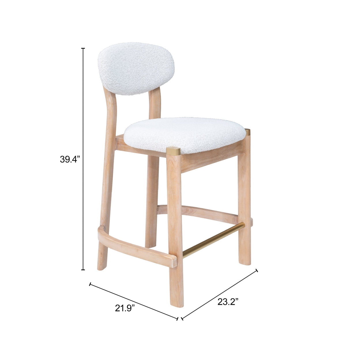 Rilou White & Natural Counter Stool (Set of 2) by Zuomod at Eve Furniture