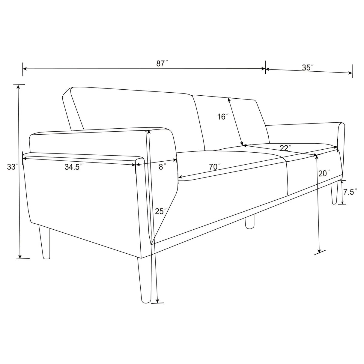 Rilynn Gray Upholstered Track Arms Living Room Set by Coaster at Eve Furniture