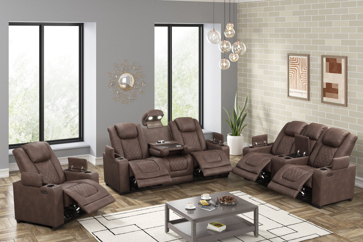 Rima Brown 3-Piece Power Reclining Living Room Set by New Era Innovations at Eve Furniture