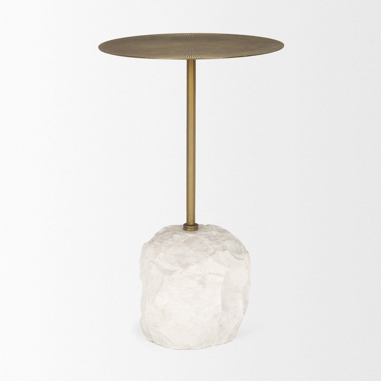 Rini Gold Metal and White Marble Accent Table by Mercana at Eve Furniture