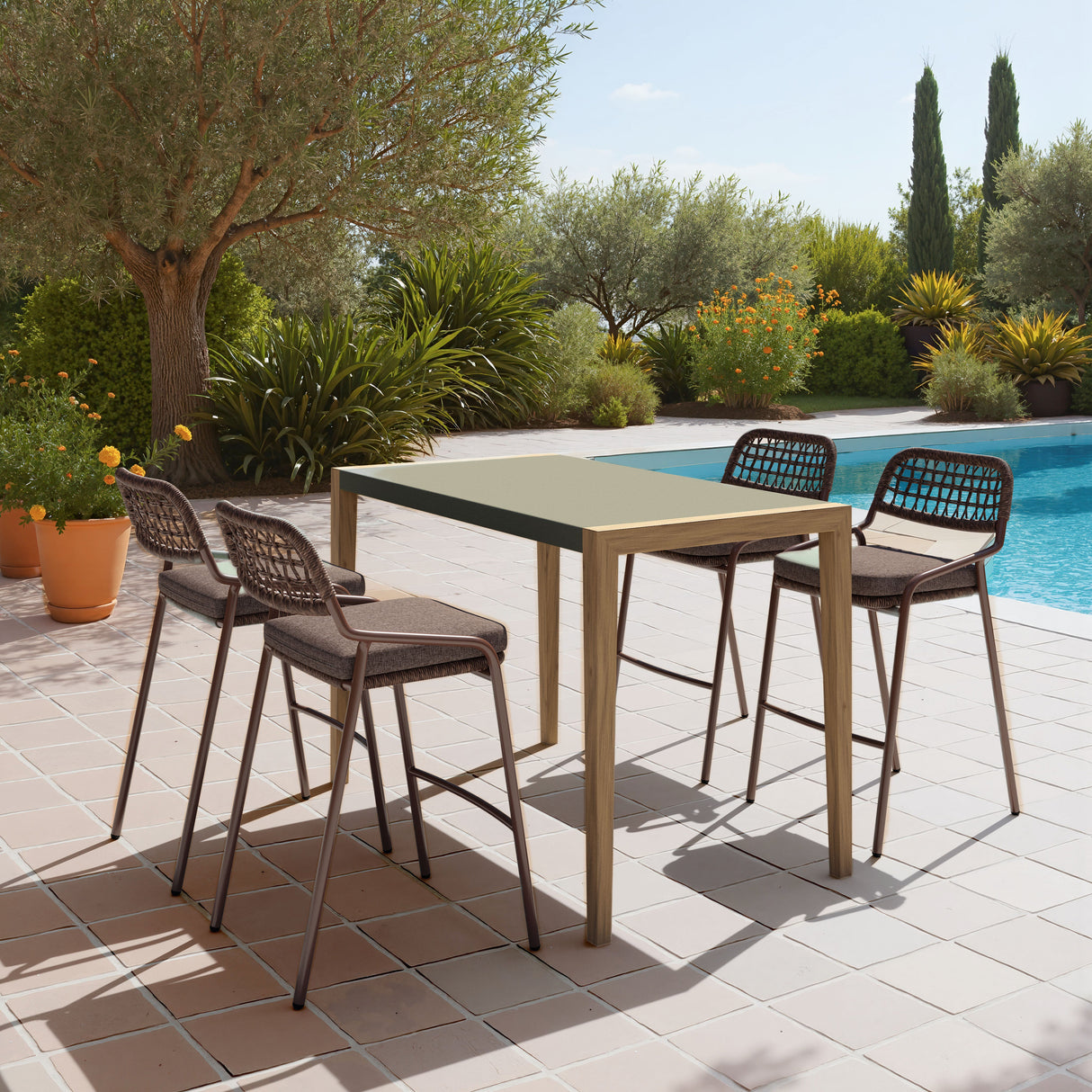 Rio Brown Outdoor Barstool (Set of 2) by Zuomod at Eve Furniture