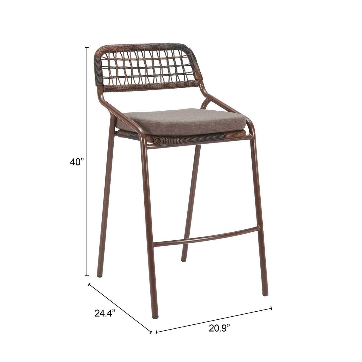 Rio Brown Outdoor Barstool (Set of 2) by Zuomod at Eve Furniture