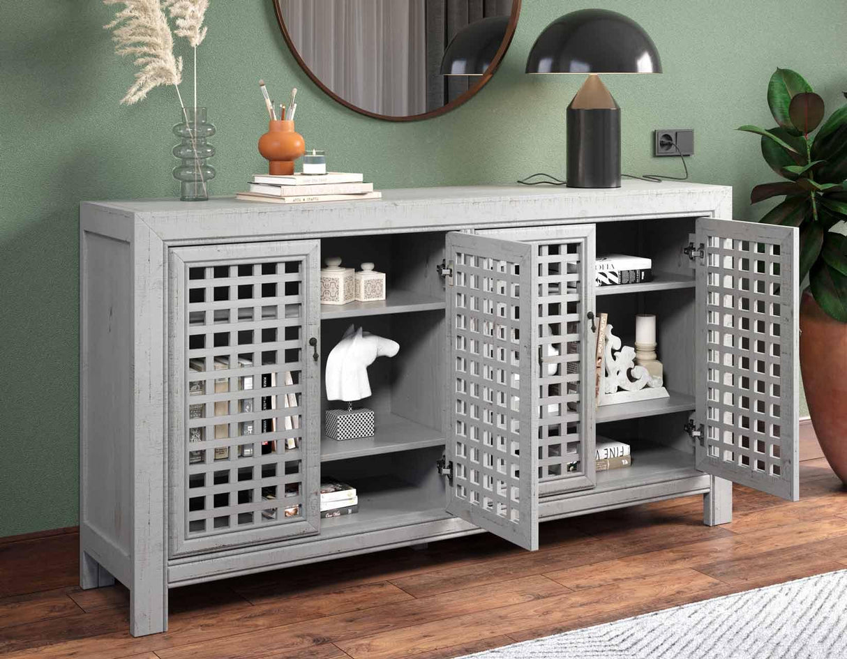 Rio Gray 4-Door Accent Cabinet by Steve Silver at Eve Furniture