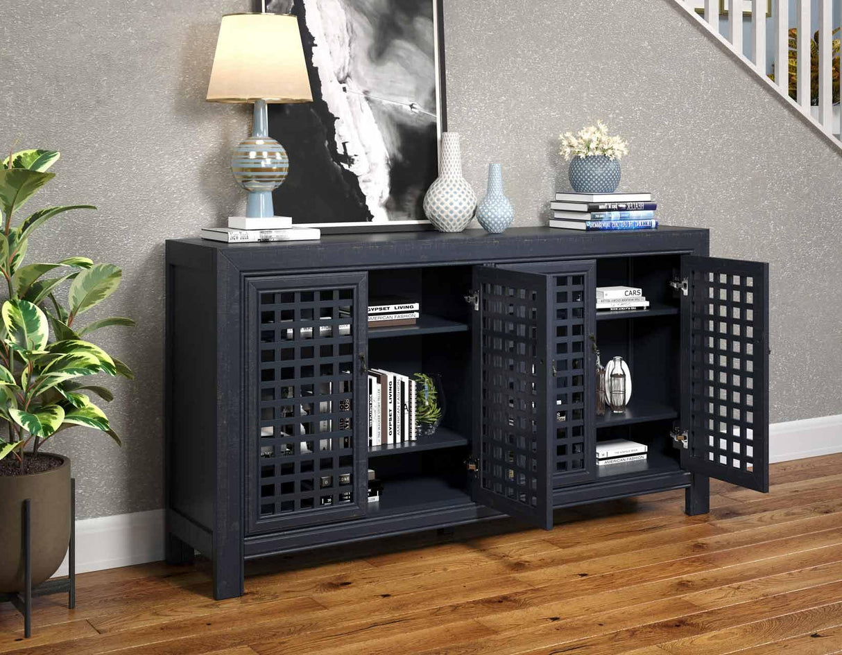 Rio Navy 4-Door Accent Cabinet by Steve Silver at Eve Furniture