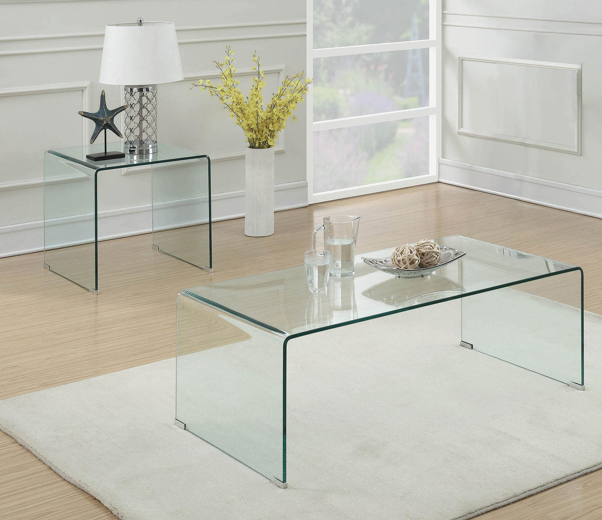 Ripley Clear Glass 2-Piece Coffee and End Table Set by Coaster at Eve Furniture