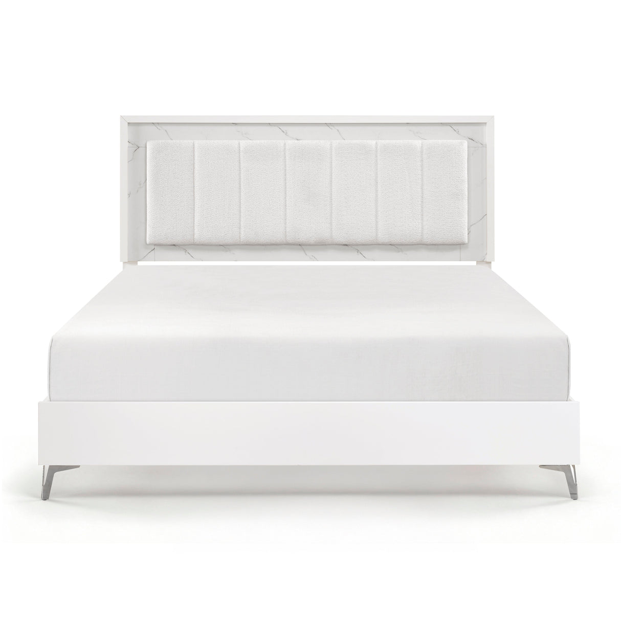 Ripple White Eastern King Led Panel Bed by Homelegance at Eve Furniture