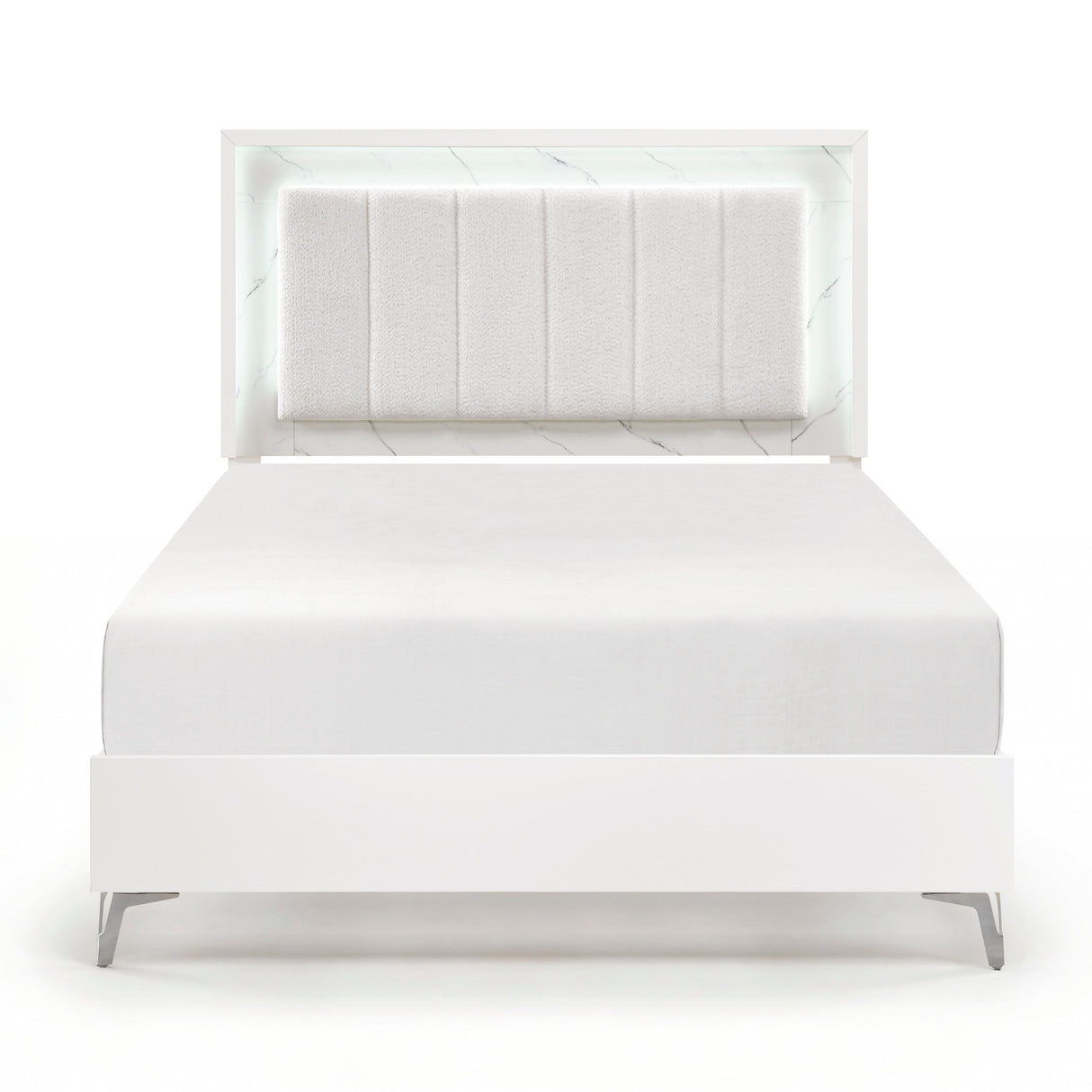 Ripple White Queen Led Panel Bed by Homelegance at Eve Furniture