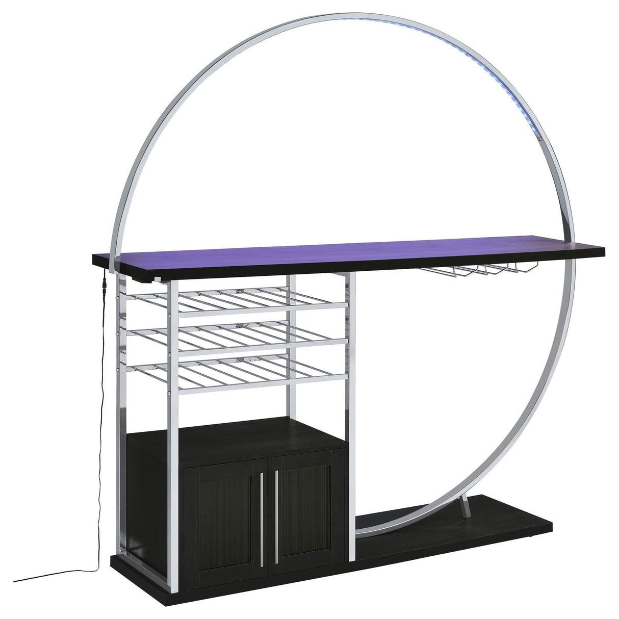 Risley Dark Charcoal 2-door Circular LED Home Bar with Wine Storage by Coaster at Eve Furniture