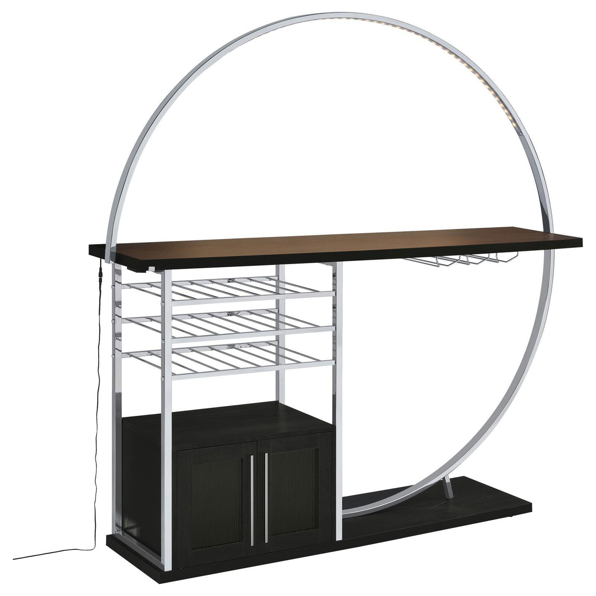 Risley Dark Charcoal 2-door Circular LED Home Bar with Wine Storage by Coaster at Eve Furniture