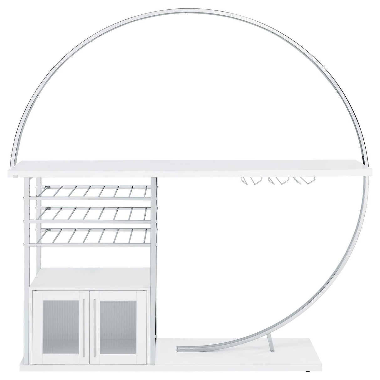 Risley White High Gloss 2-door Circular LED Home Bar with Wine Storage by Coaster at Eve Furniture